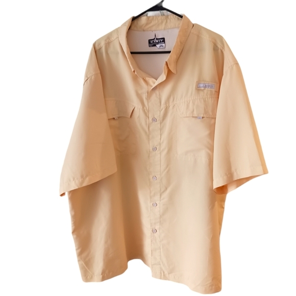 Plus Size 3XL Habit Mens Fishing Outdoors Short Sleeve Shirt Pale Banana Boating - Picture 1 of 10